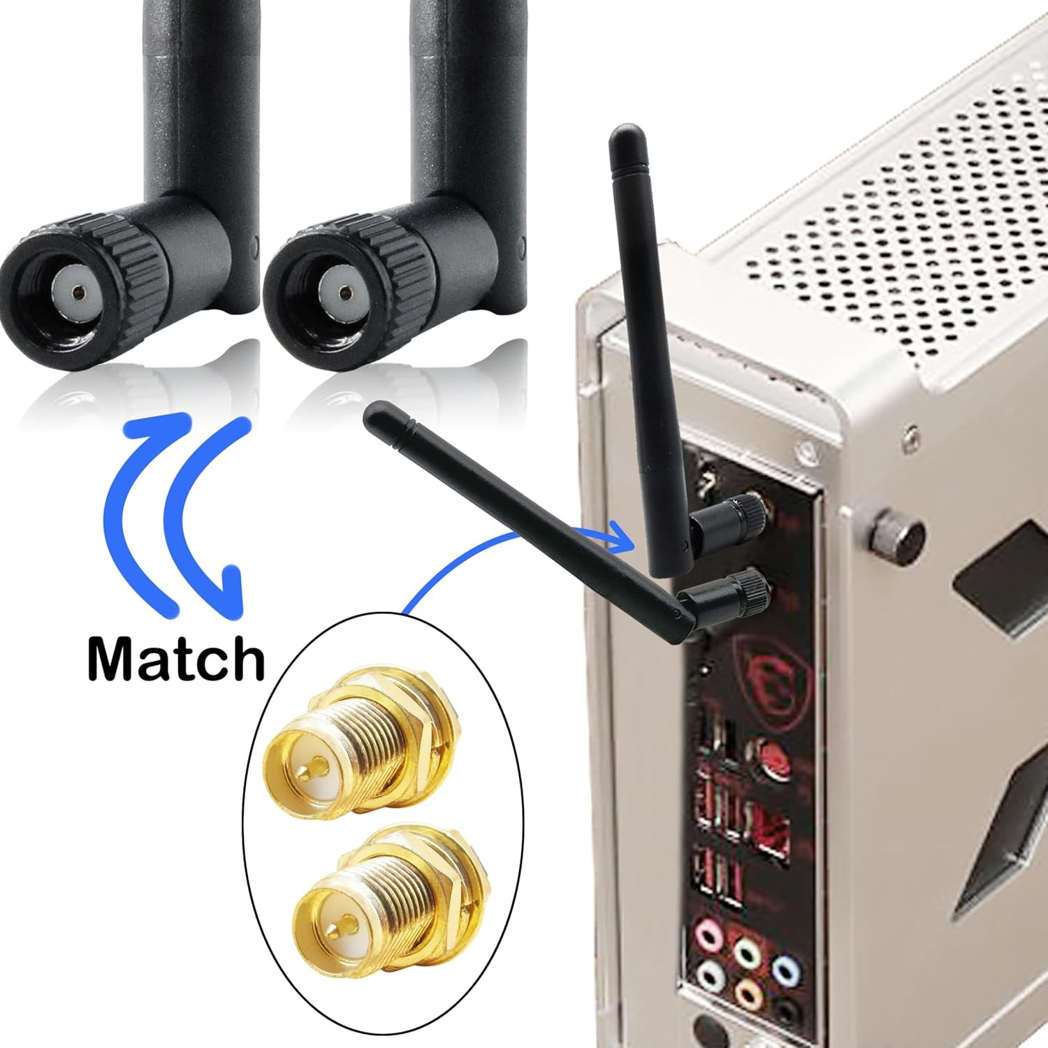 WiFi Antenna PC Bluetooth Antenna, WiFi 6 Dual Band 2.4Ghz 5Ghz 5.8Ghz 3dBi with