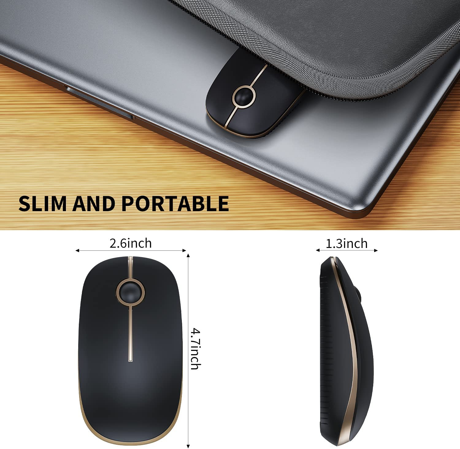 Vssoplor Wireless Mouse, 2.4G Slim Portable Computer Laptop Mouse with Nano Rece