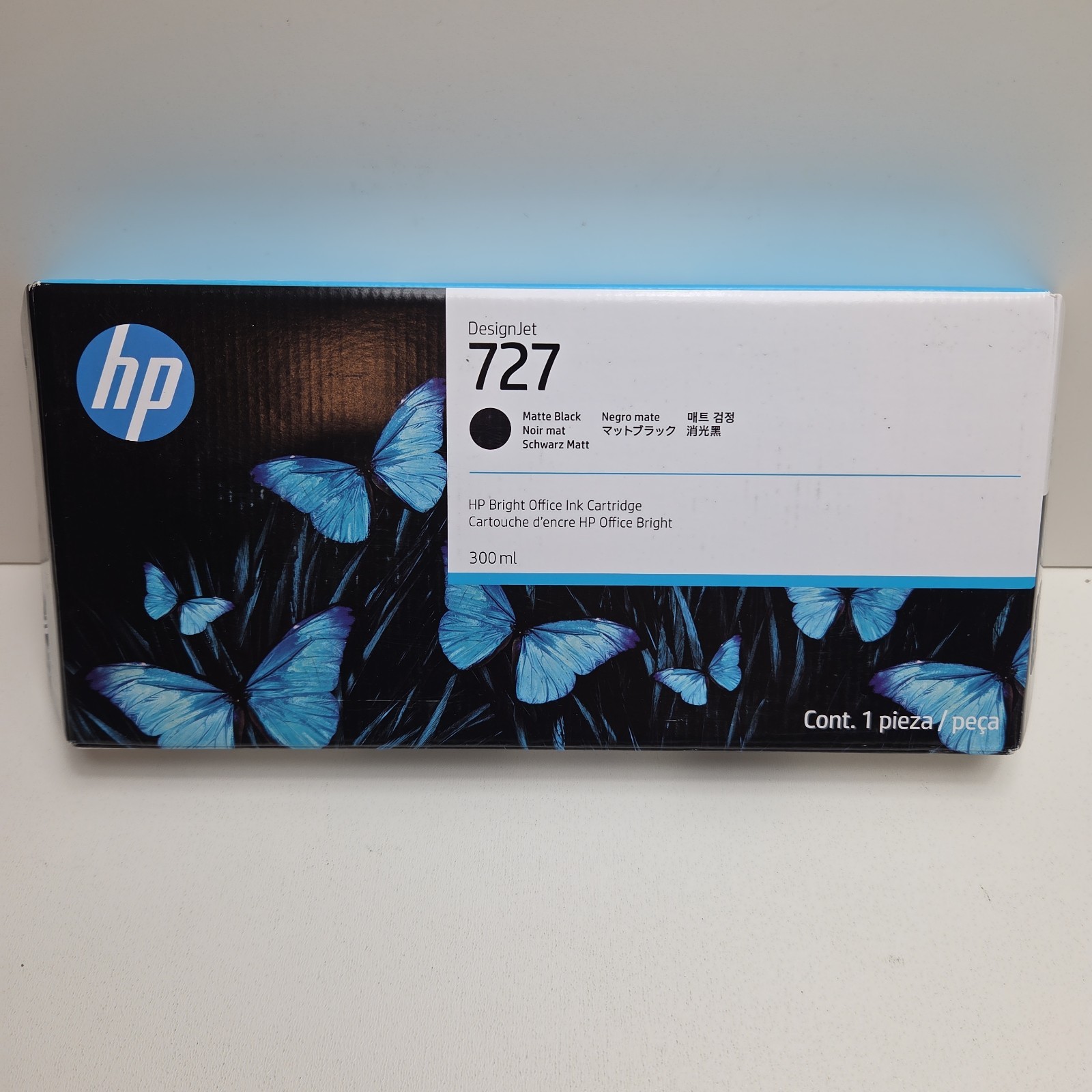 NEW GENUINE – HP 727 MATTE BLACK INK 300ml DesignJet C1Q12A – Sealed Box 11/2027