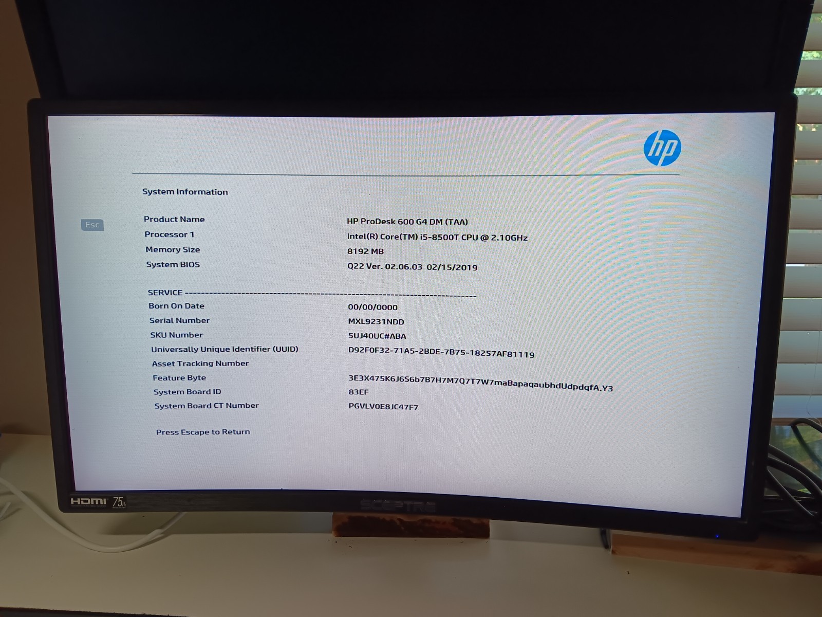 HP ProDesk 600 G4 Mini 256GB SSD i5-8500T 8GB DDR4 Power Brick Windows 11 PRO