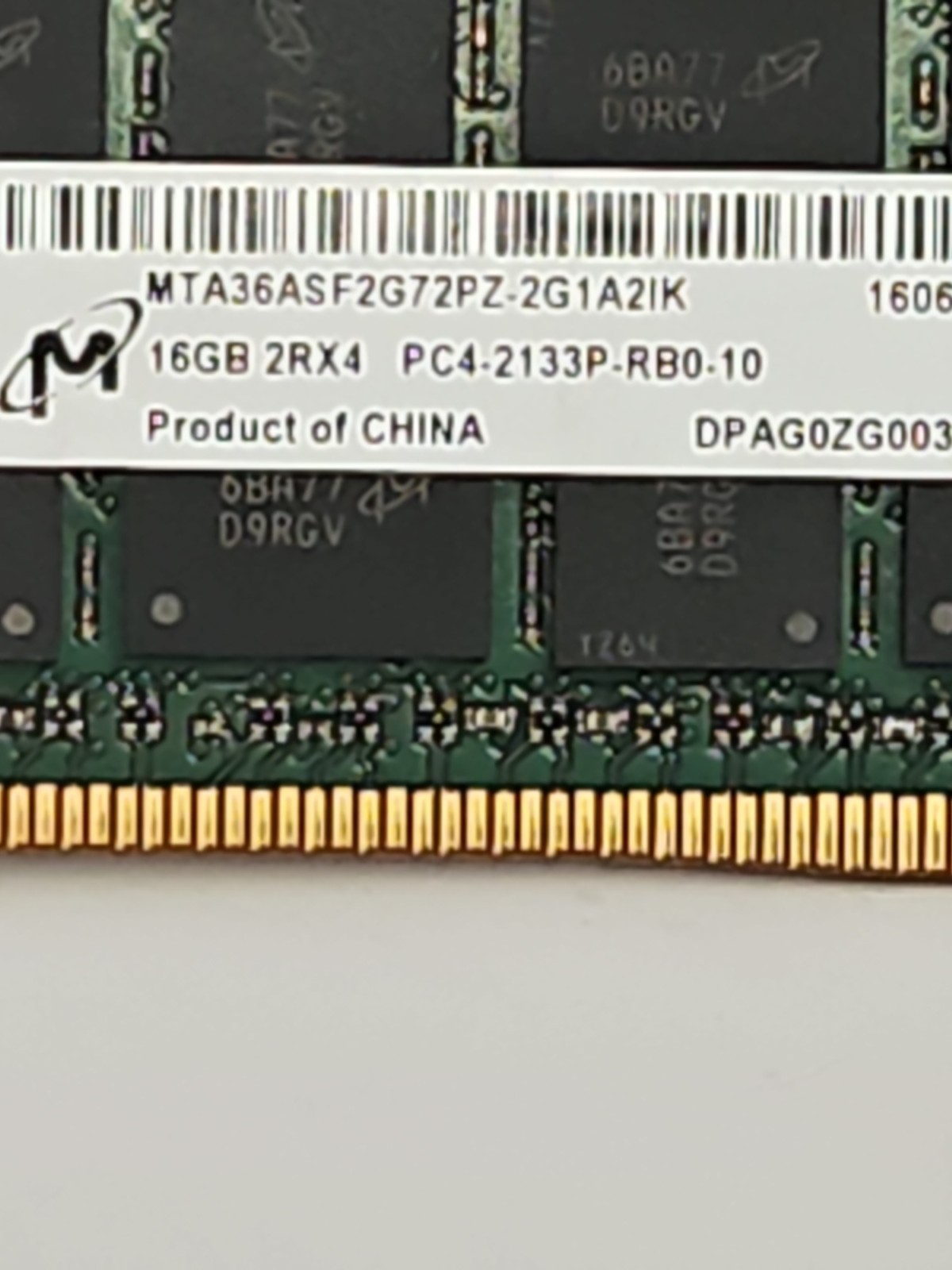 Micron 32GB (2x16GB) 2RX4 DDR4 PC4-2133P ECC RAM Memory MTA36ASF2G72PZ-2G1A2II