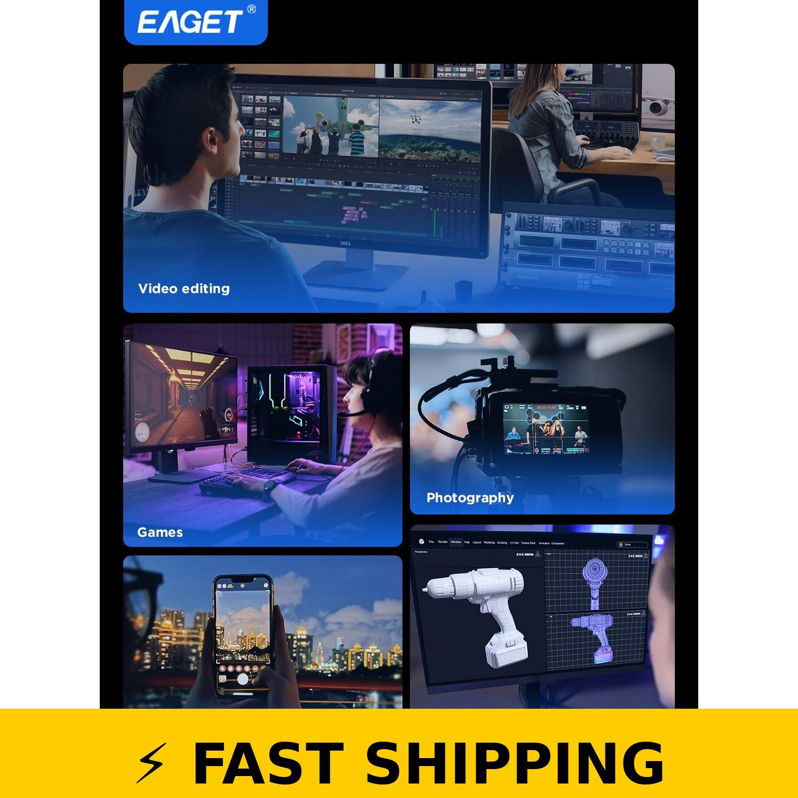 EAGET 512GB USB Flash Drive, USB-C & USB 3.2, 560MB/s, Metal Body