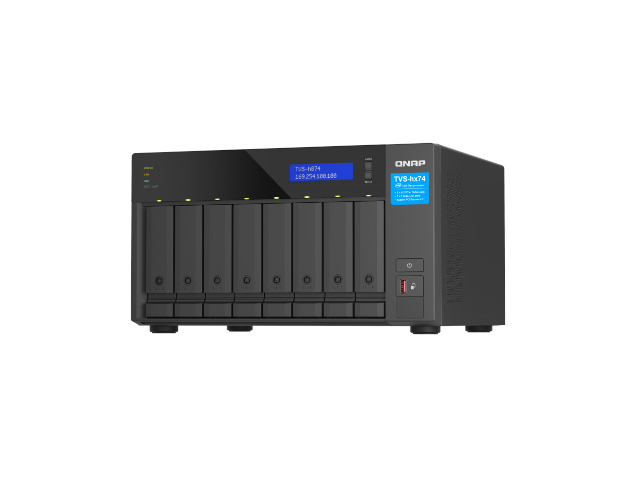QNAP Ultra-High Speed 8 Bay NAS. Intel® Core™ i5-12400 6C/12T, 32GB RAM DDR4 RAM