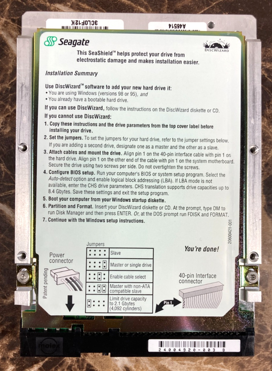 Seagate Sun Barracuda Ultra ATA II 20.4 GB Internal Hard Drive ST320420A 2002