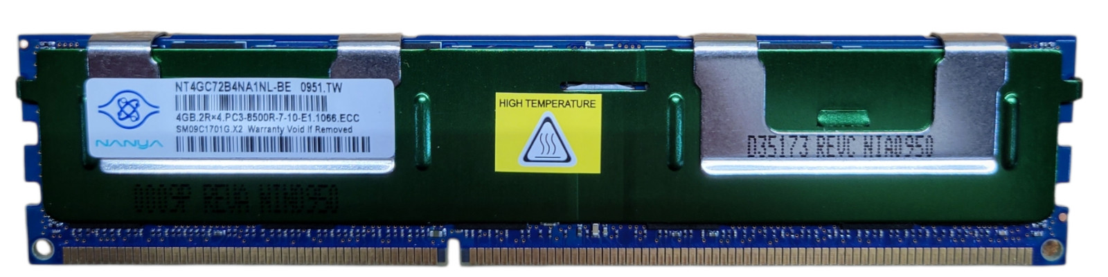 Lot of 4 Nanya 4GB 2Rx4 PC3 8500R ECC RDIMM DDR3 1066MHz SDRAM NT4GC72B4NA1NL-BE