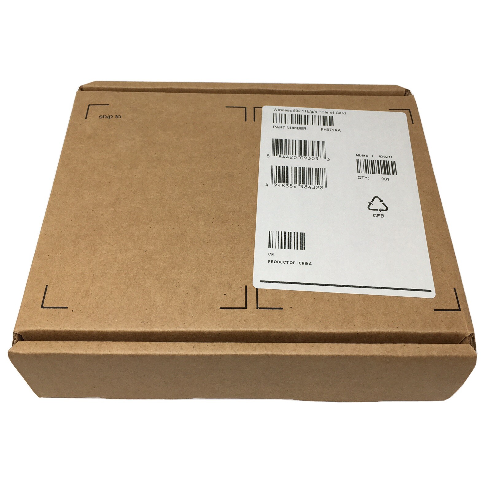 NEW HP FH971AA Wireless 802.11 b/g/n PCIe x1 Card WPA2 Sealed