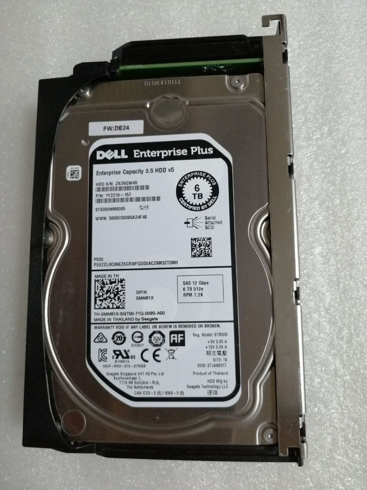 HDD for DELL 6TB SAS 12Gbps 3.5in ENT 512e 0MM81X ST6000NM0095