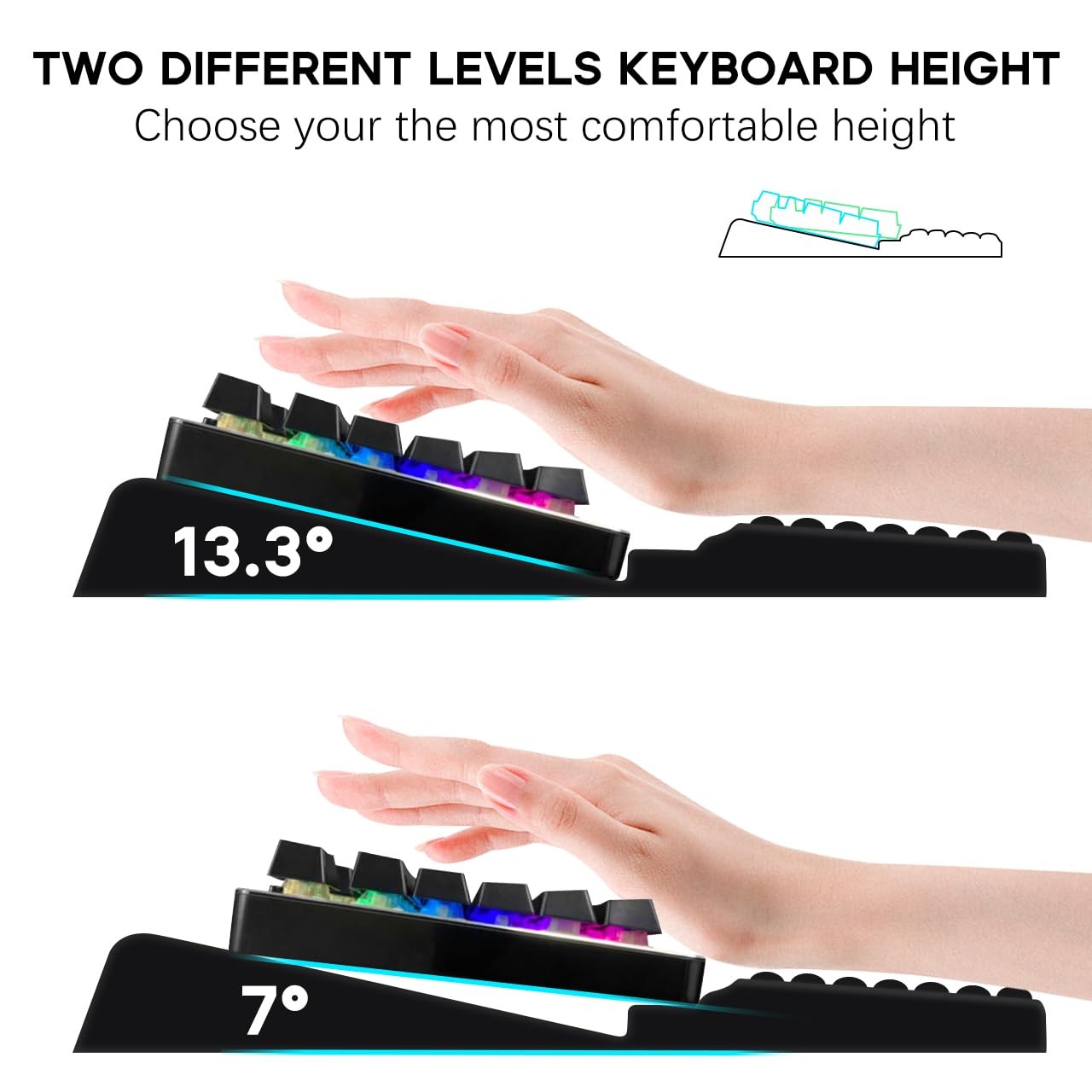 Black Ergonomic Computer Keyboard Stand With Wrist Rest Base 17.13×9.5 In