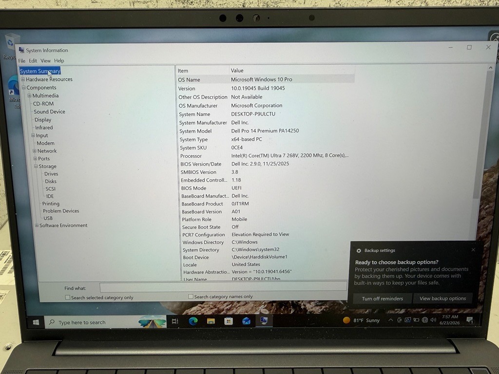 Dell Pro 14 Premium PA14250 14″ Core Ultra 7 268V 2.2GHz 32GB RAM 512GB SSD
