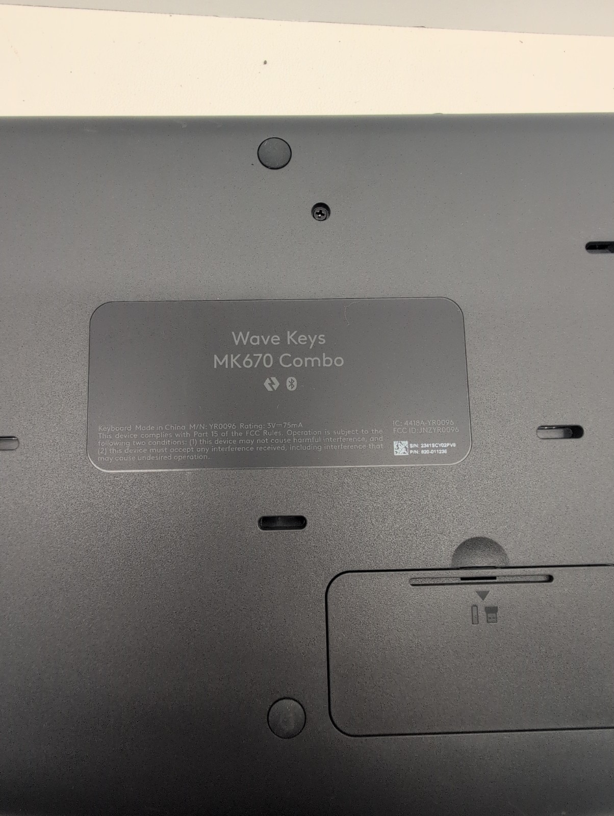 Logitech Wave Keys MK670 Combo Ergonomic Wireless Keyboard Only No Dongle