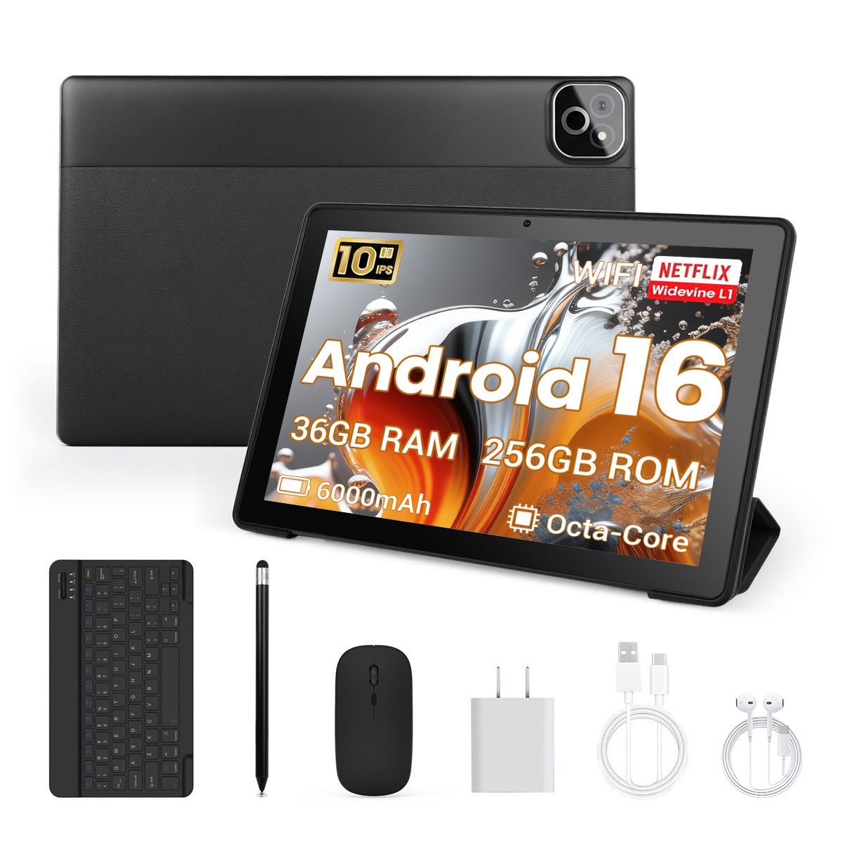 2026 Newest Tablet Android 16 Tablet 32GB RAM+256GB ROM Octa-Core 2.0G+5G WiFi