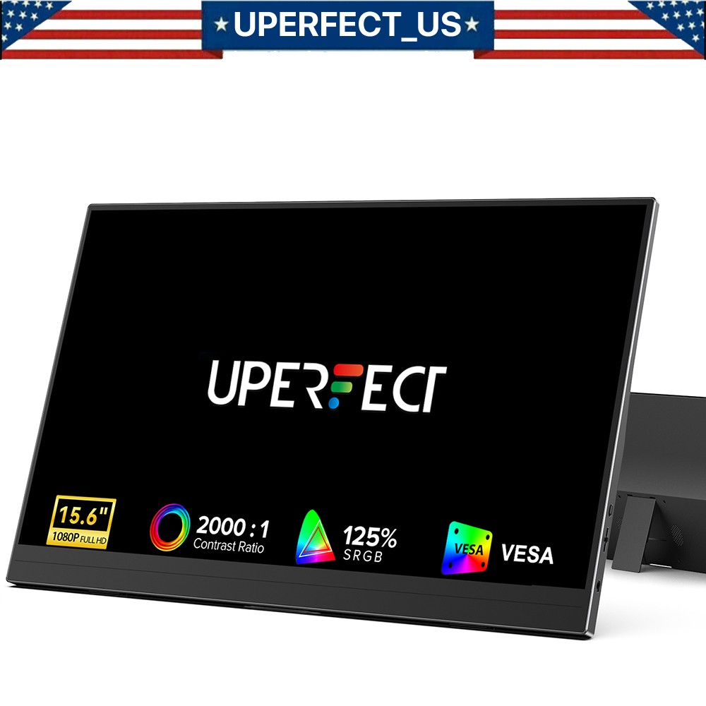 UPERFECT 15.6″ Portable Monitor 125% sRGB 1080P Laptop Monitor 2000:1 for PC PS