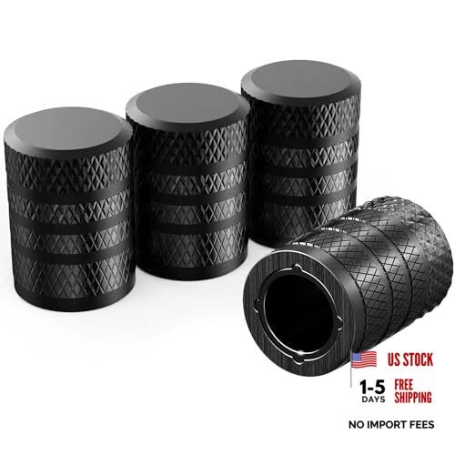 4-Piece Anodized Aluminum-Plastic Composite Tire Valve Stem Caps with Black