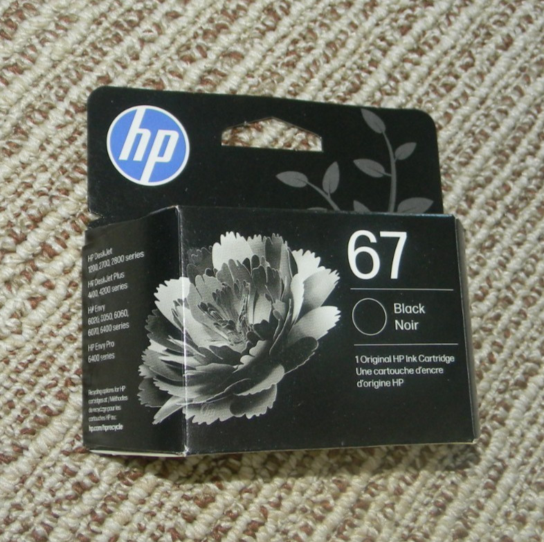 New Genuine HP 67 Black Ink Cartridge in Retail Box EXP 01/2028 Free Shipping