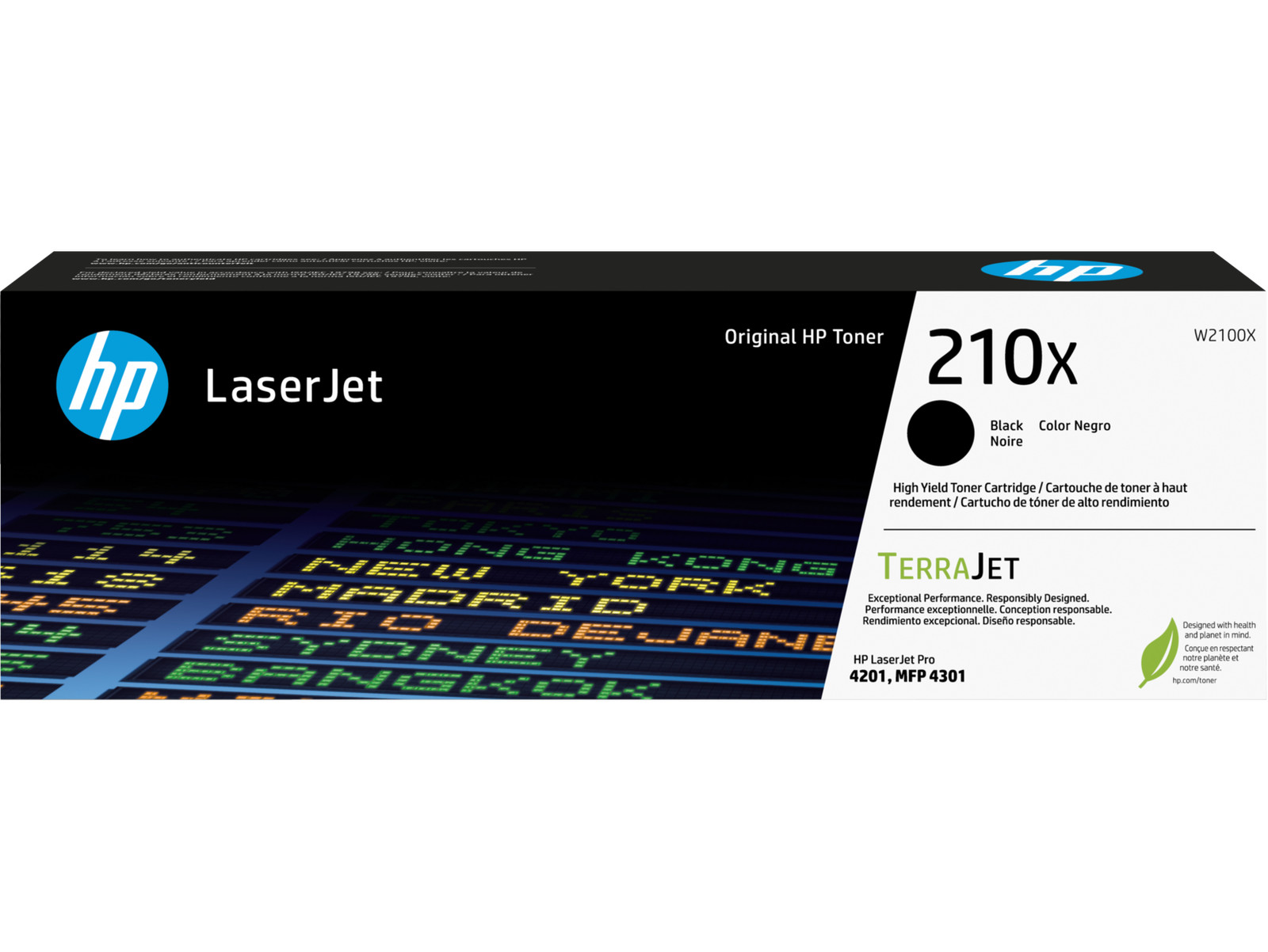 HP 210X Black Original LaserJet Toner Cartridge, ~7,500 pages, W2100X
