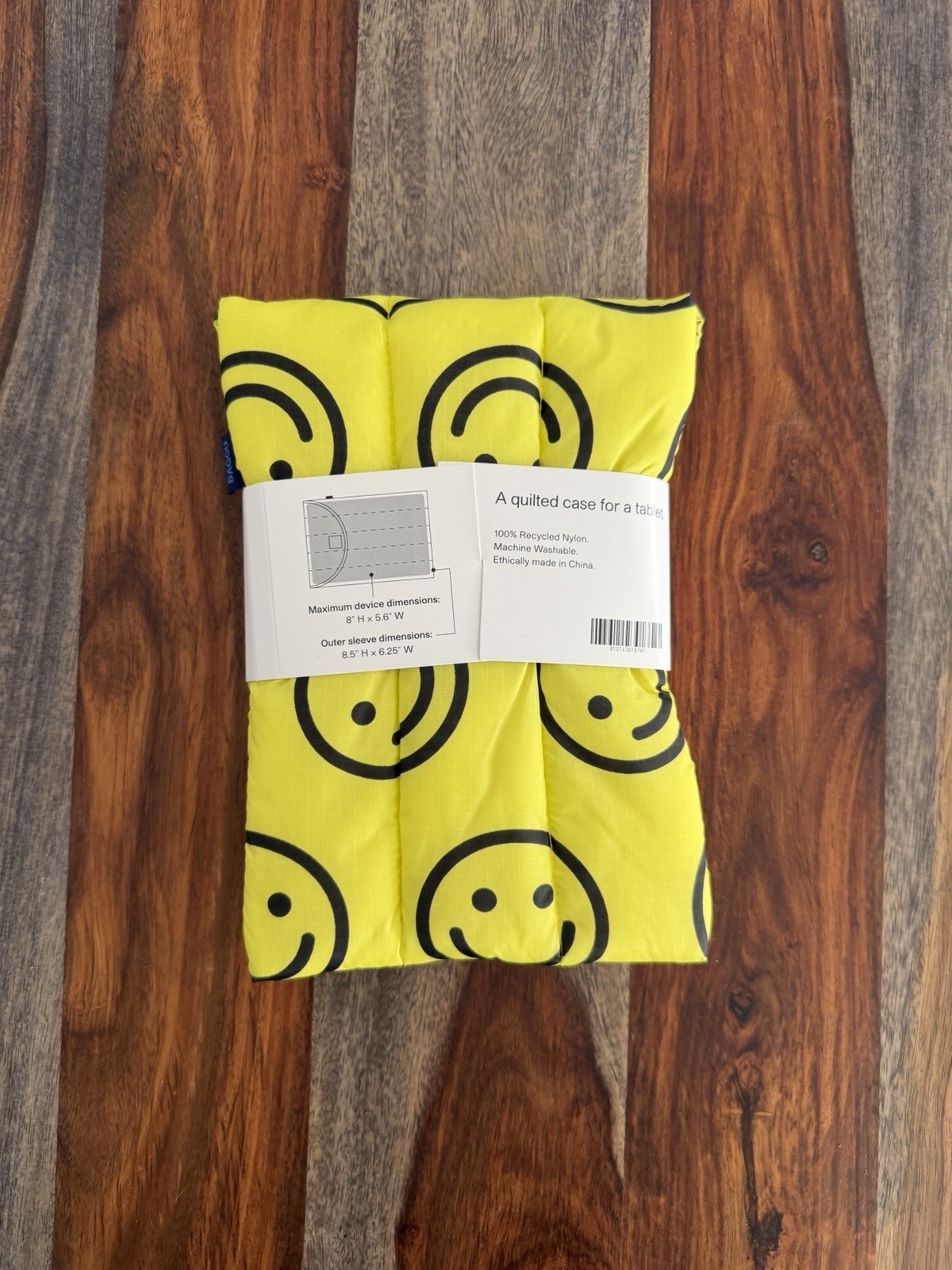 baggu 8” puffy tablet sleeve – yellow happy NWT
