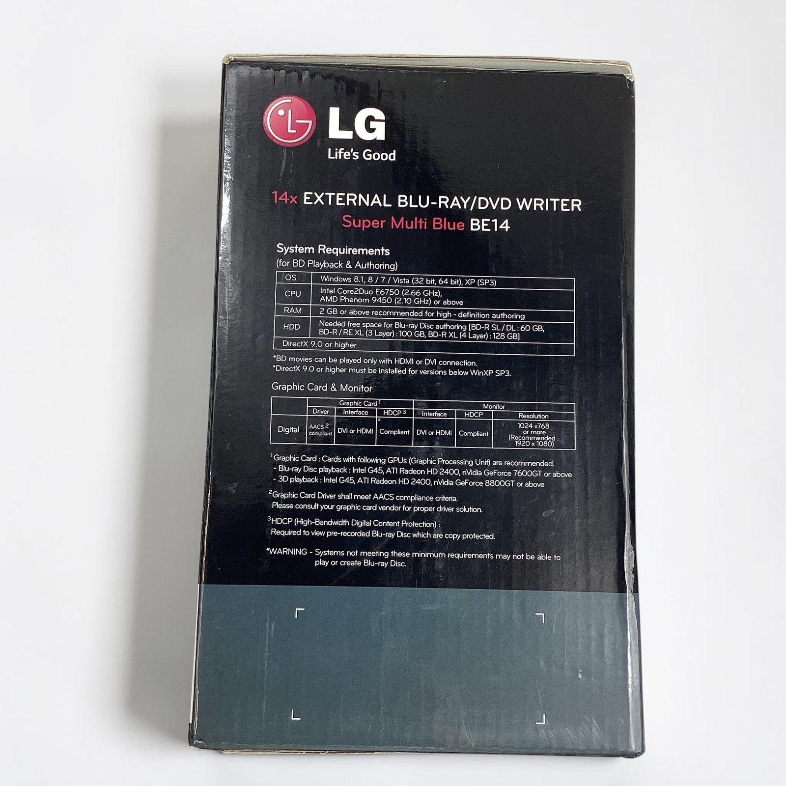 LG BE14NU40 External Blu-ray DVD Writer 14x USB 3.0 BDXL M-DISC Silver