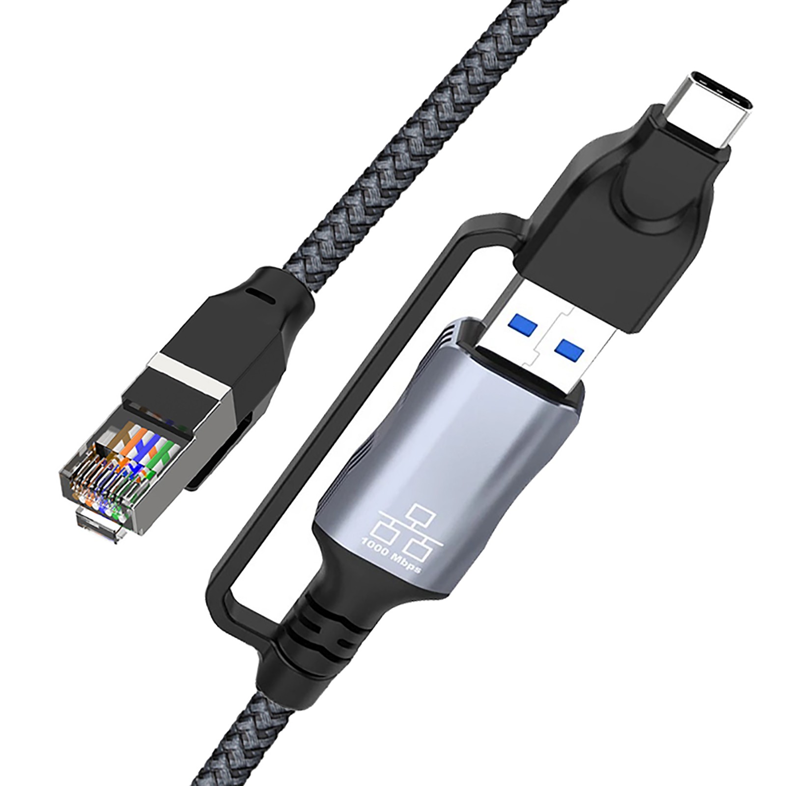 USB-C/USB-A to Ethernet Cable RJ45 / Gigabit 100/1000 Mbps LAN Network Cord US