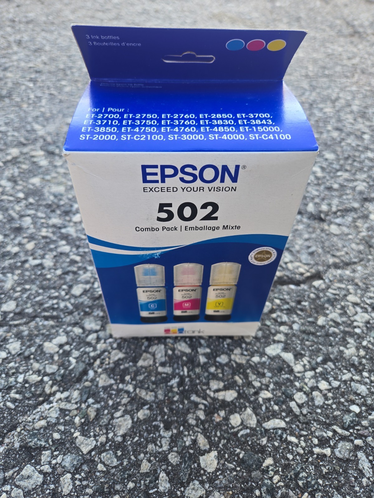 EPSON EcoTank Ink T502 Tri-Color Ink Cartridges (Cyan, Magenta, Yellow) 01/2027
