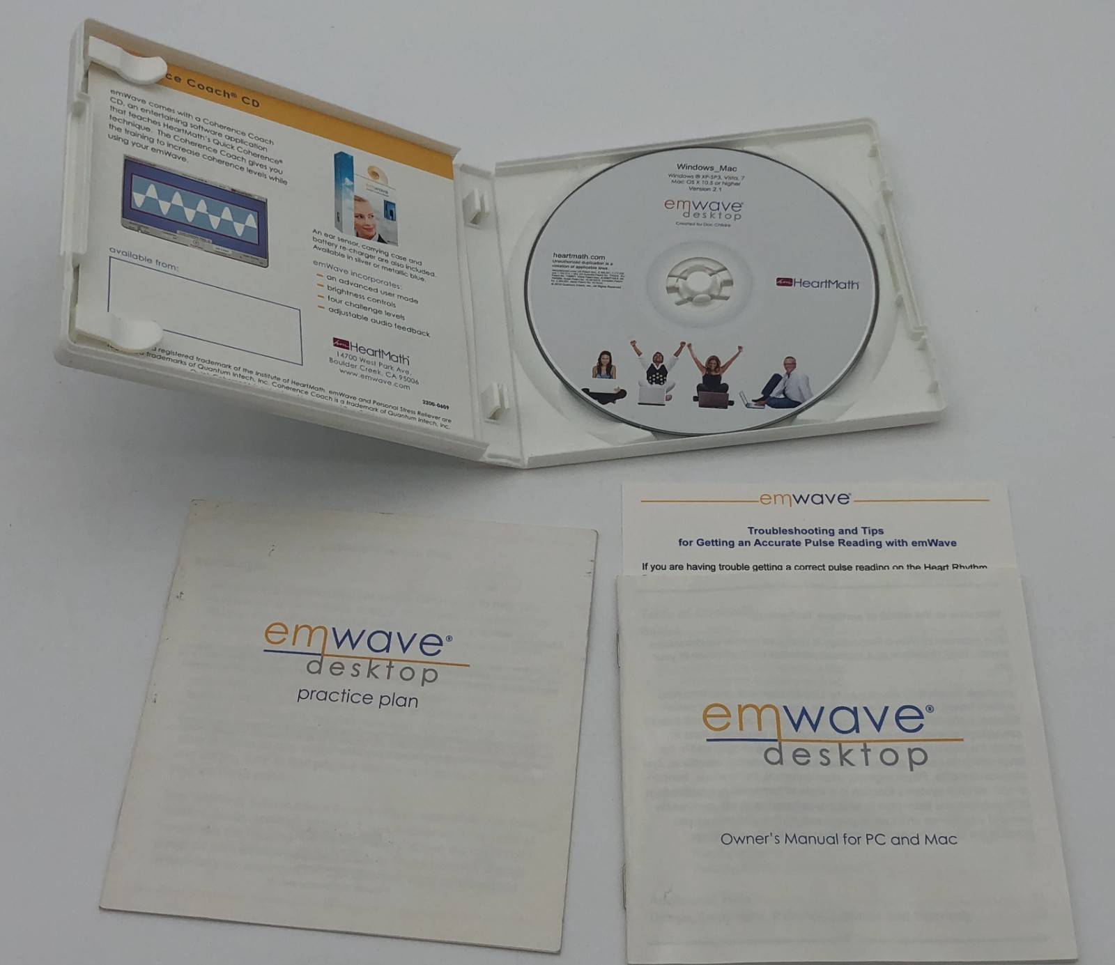 Heartmath EmWave Desktop (PC Or Mac) Software CD Owner Manual/Practice Plan Book