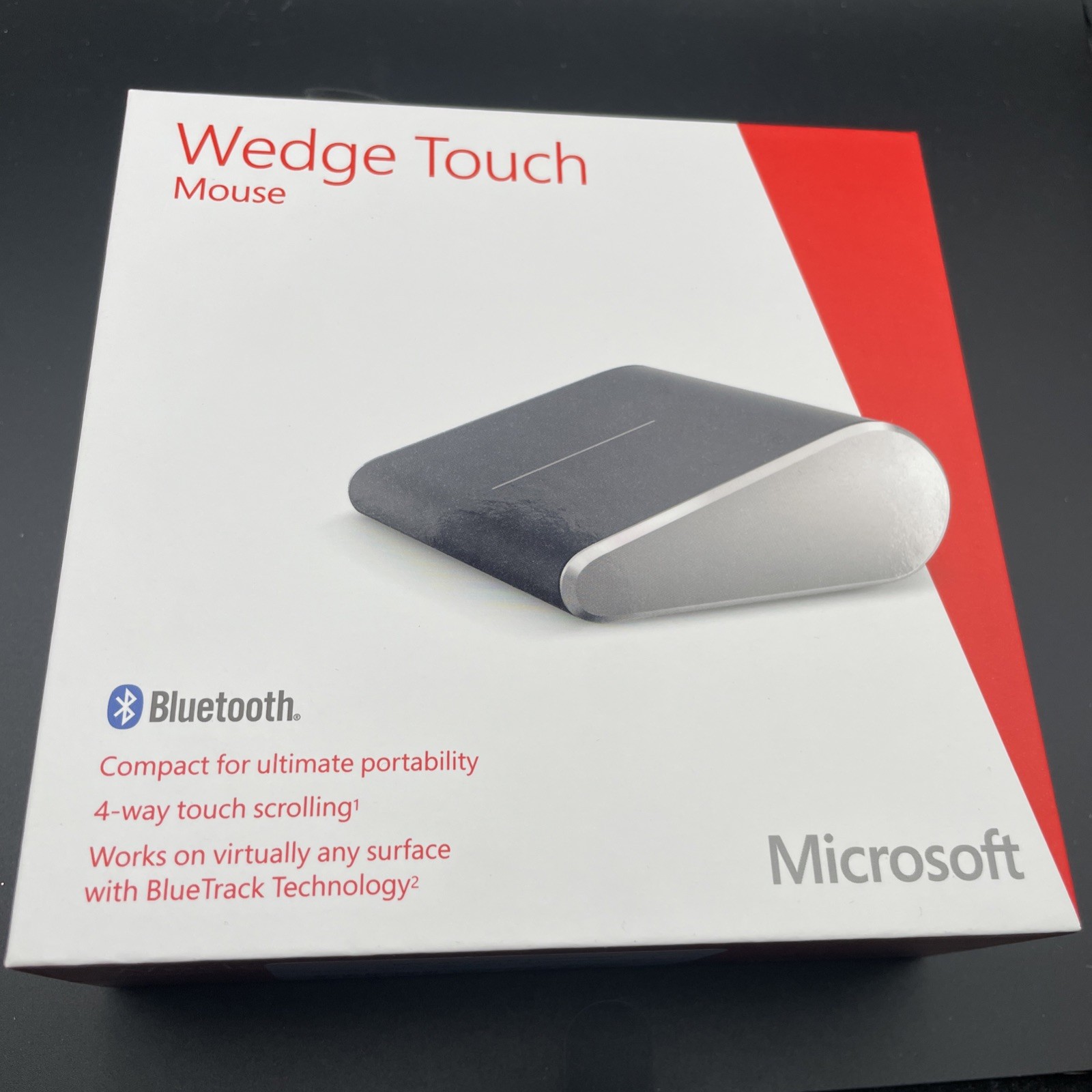Microsoft Wedge Touch Mouse Bluetooth Wireless BlueTrack Portable Compact Black
