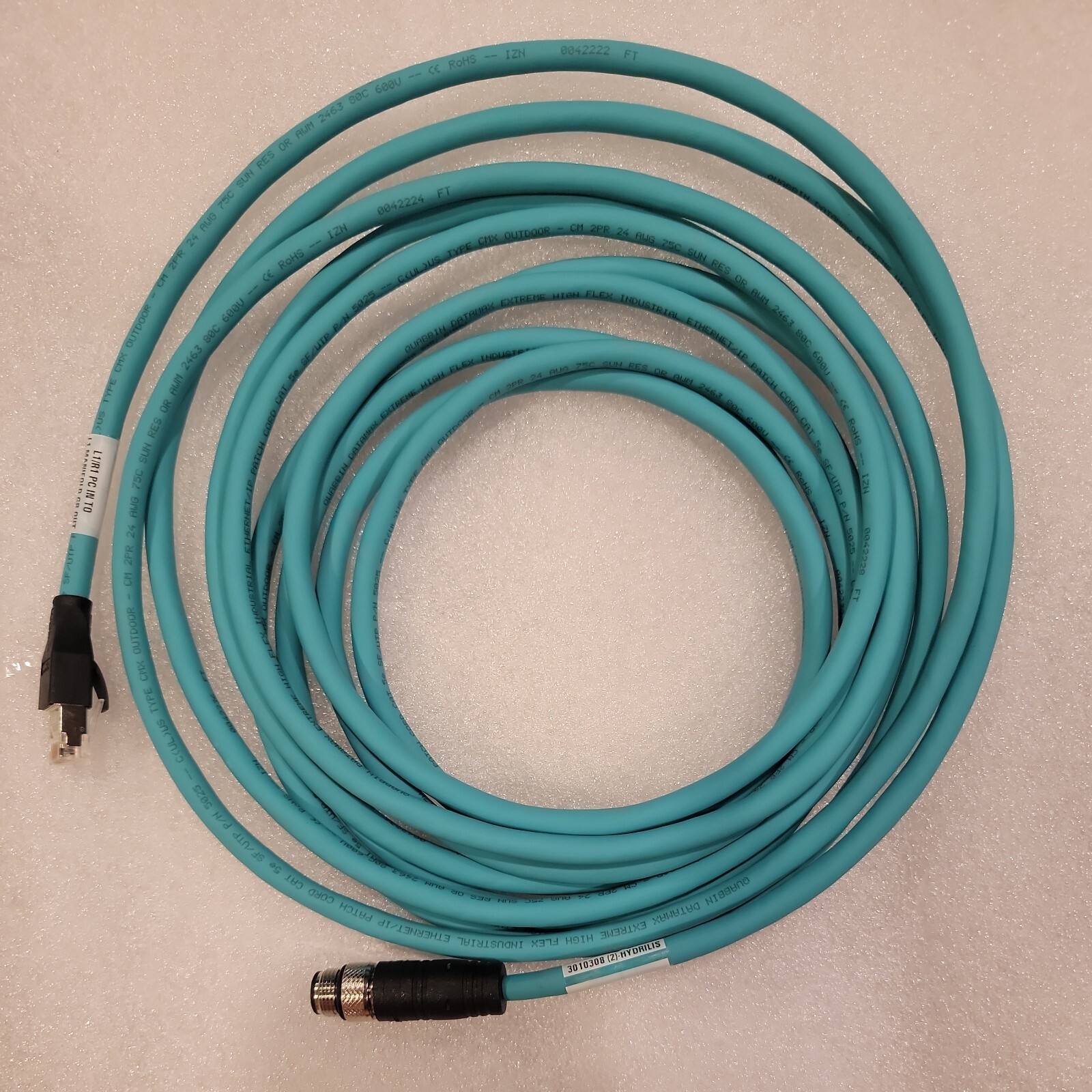 Quabbin DataMax Extreme 5025, 16 Ft, Hi-Flex, Cat5e, 24AWG, 2 Pair, Shielded