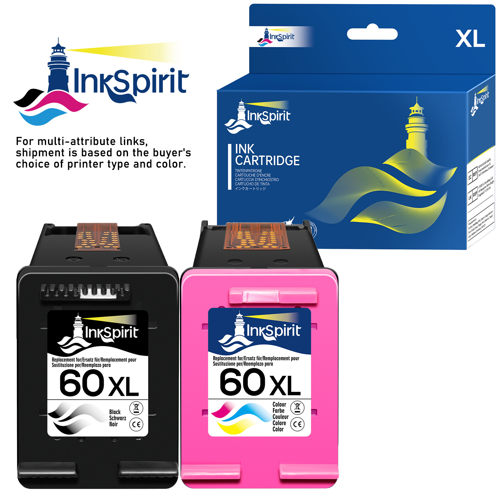 60 XL Ink Cartridges for HP 60XL PhotoSmart C4780 C4795 C4680 C4650 D110 D110a