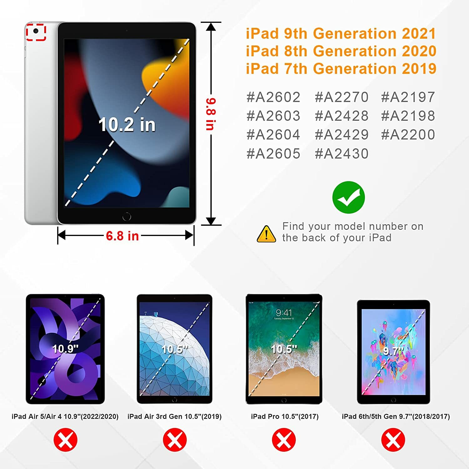 iPad 10.2 Case 9th 8th 7th Gen 10.2 Case Slim Shell Standing Hard Back Cover
