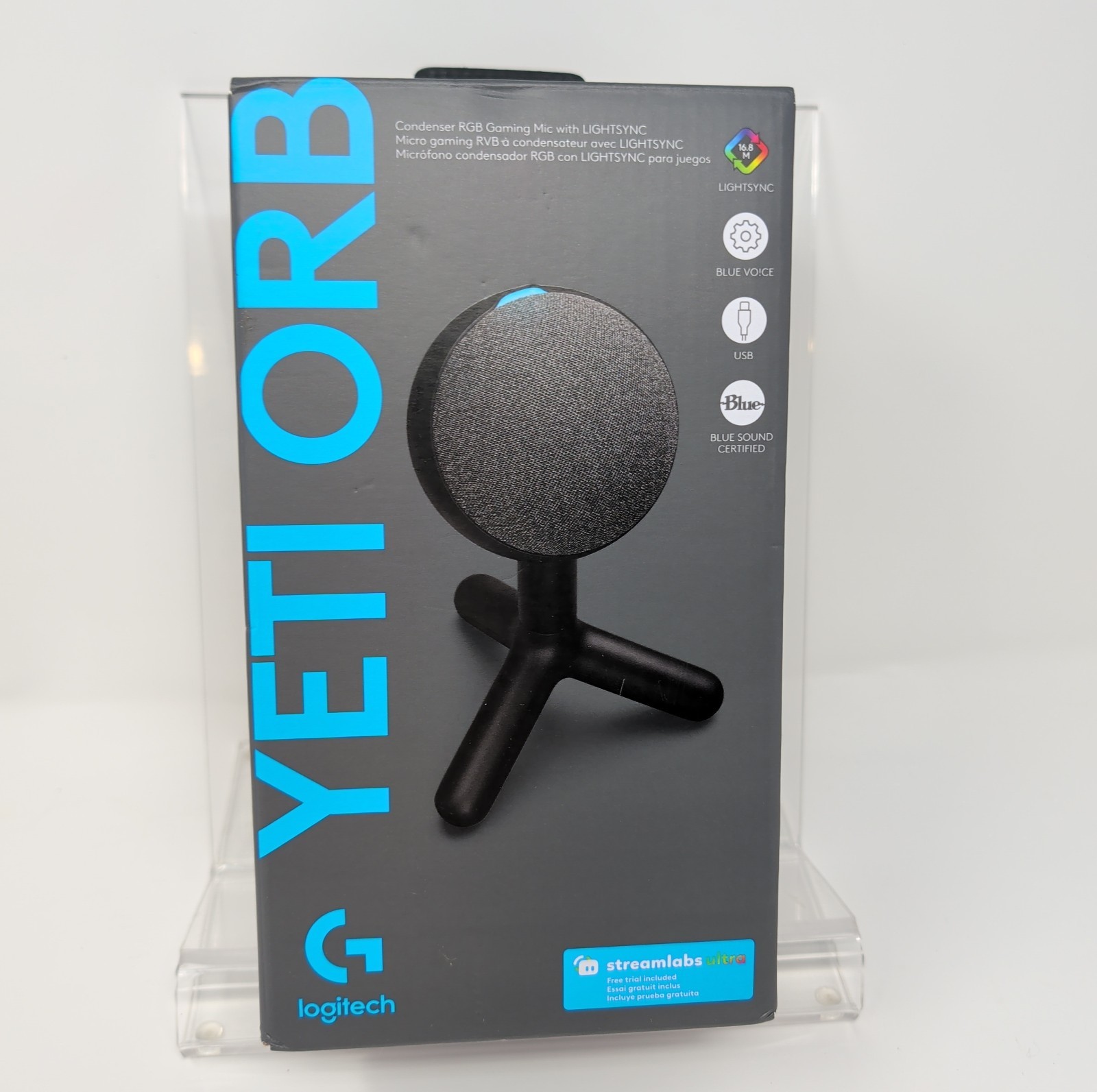 Open Box, Logitech Yeti Orb RGB Gaming Microphone, Black