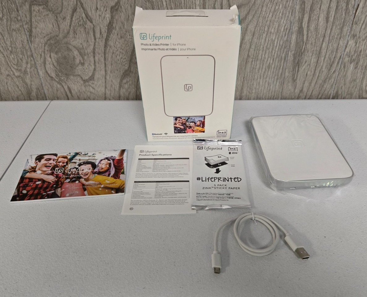 Lifeprint Ultra-Slim Photo & Video for iPhone Printer Bluetooth Portable 3×4.5in