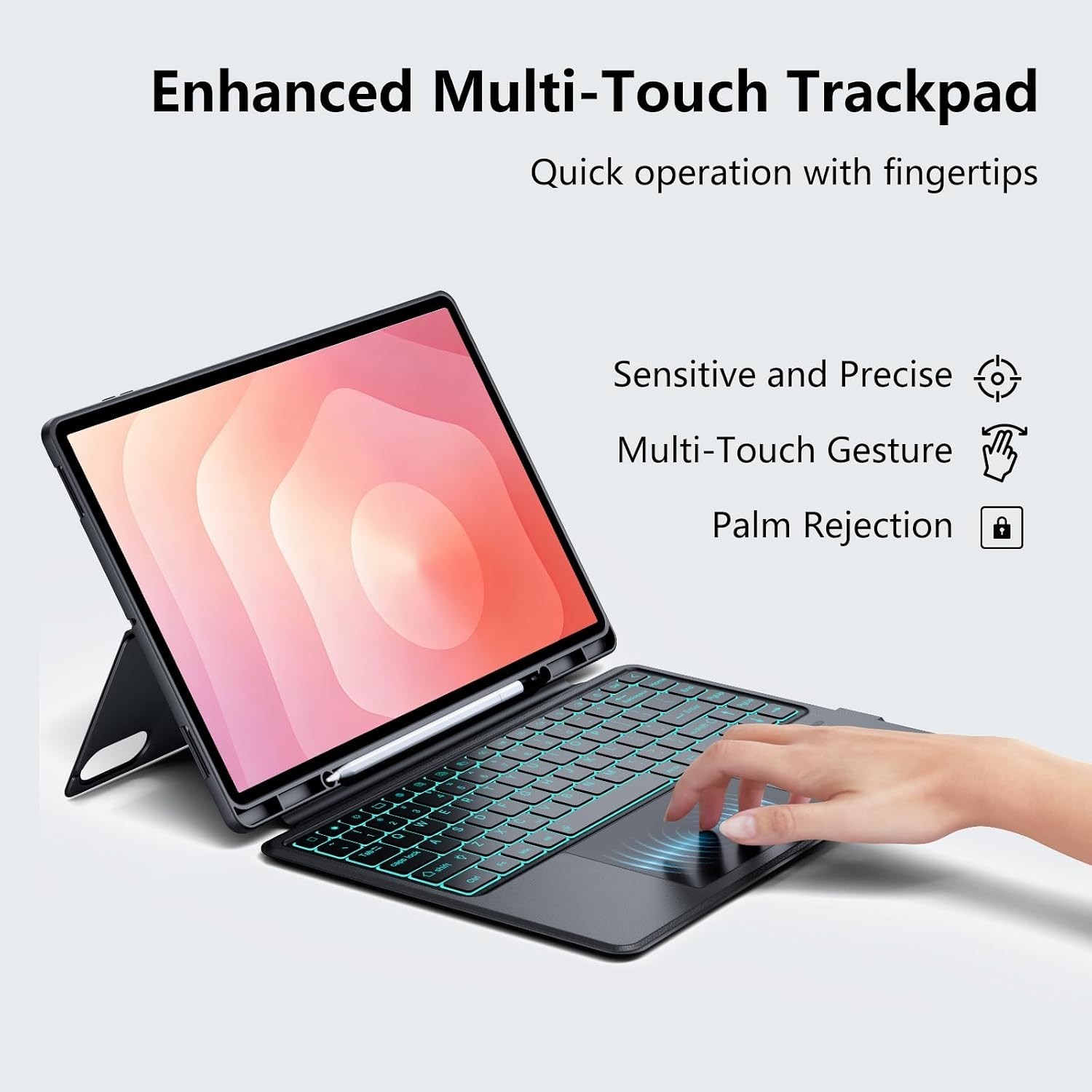 Touchpad Keyboard Case for Galaxy Tab S11 Ultra 14.6 Inch 2025-7 Colors Backlit