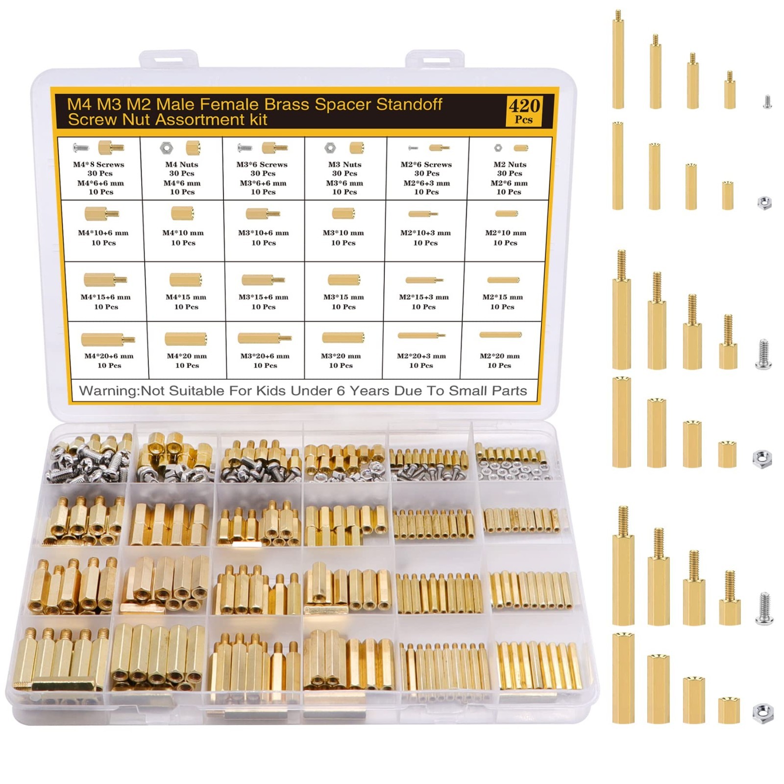 420Pcs Standoffs Screws Nuts Kit for DIY Computer Build, Raspberry Pi, Circuit B