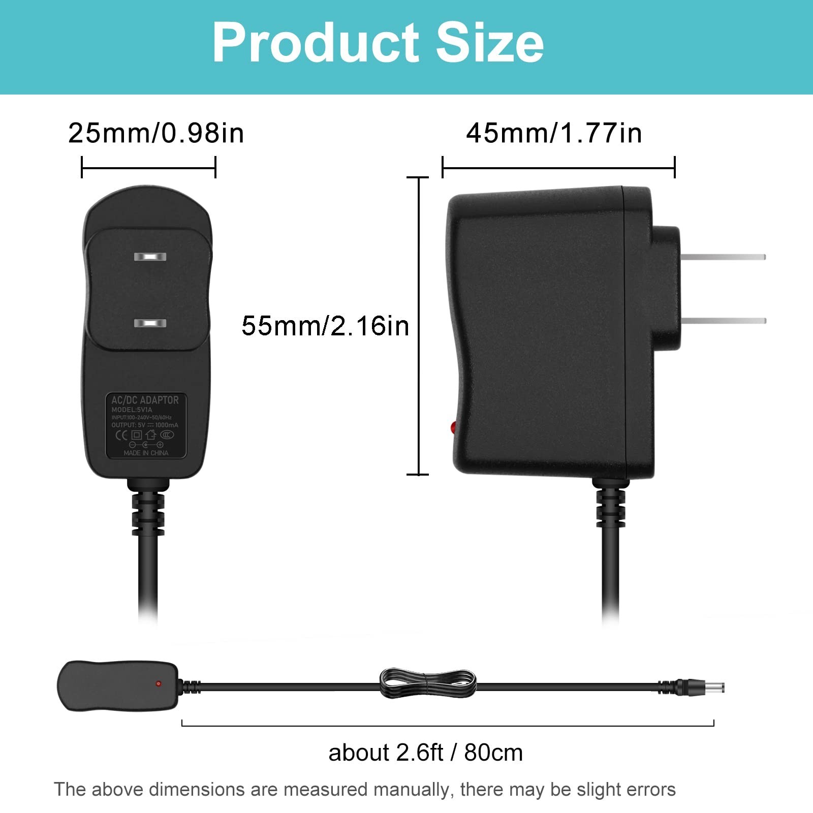 AC DC 5V 1A Power Supply Adapter 5W 5V 1000mA 800mA 500mA AC/DC Adapter 50/60…