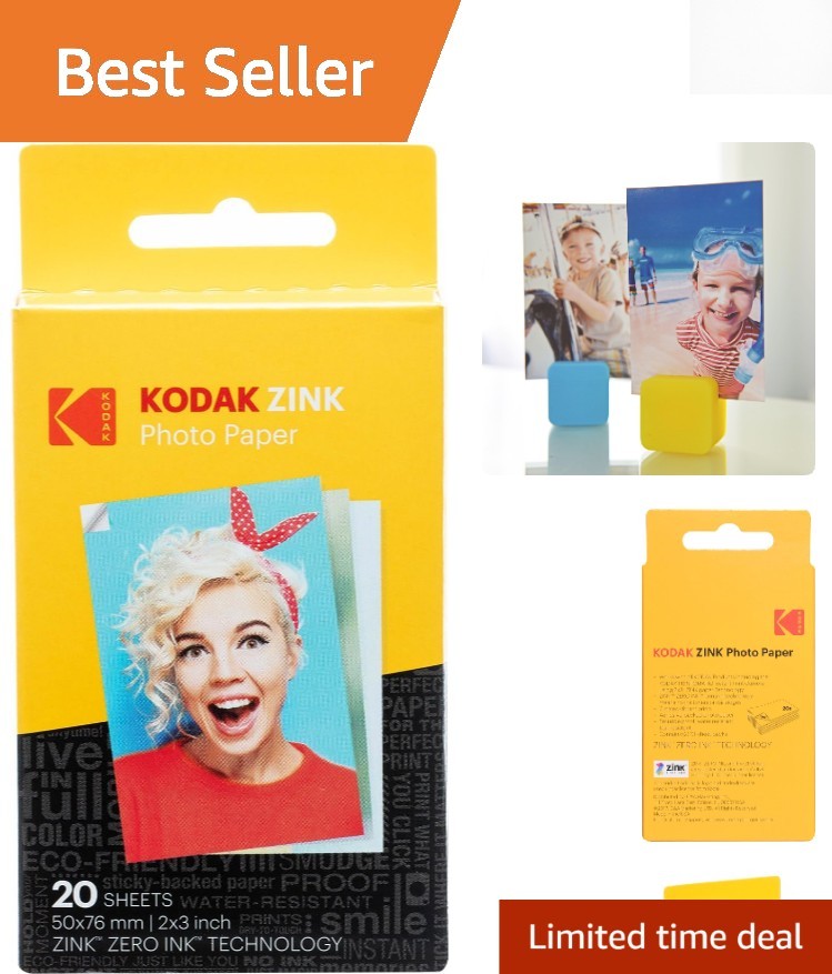 Kodak 2×3 ZINK Photo Paper – 20 Sheets for All Your Printing Needs