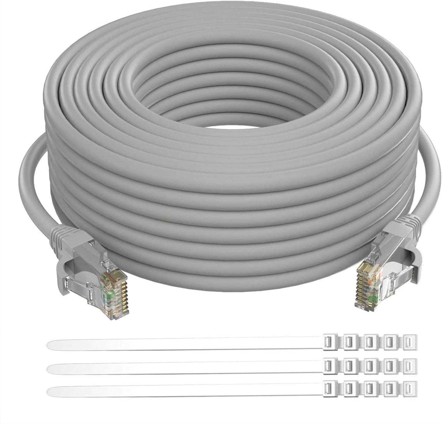 Adoreen Cat 6 Ethernet Cable 40 Ft-Gray, Outdoor & Indoor Snagless 40FT, Grey