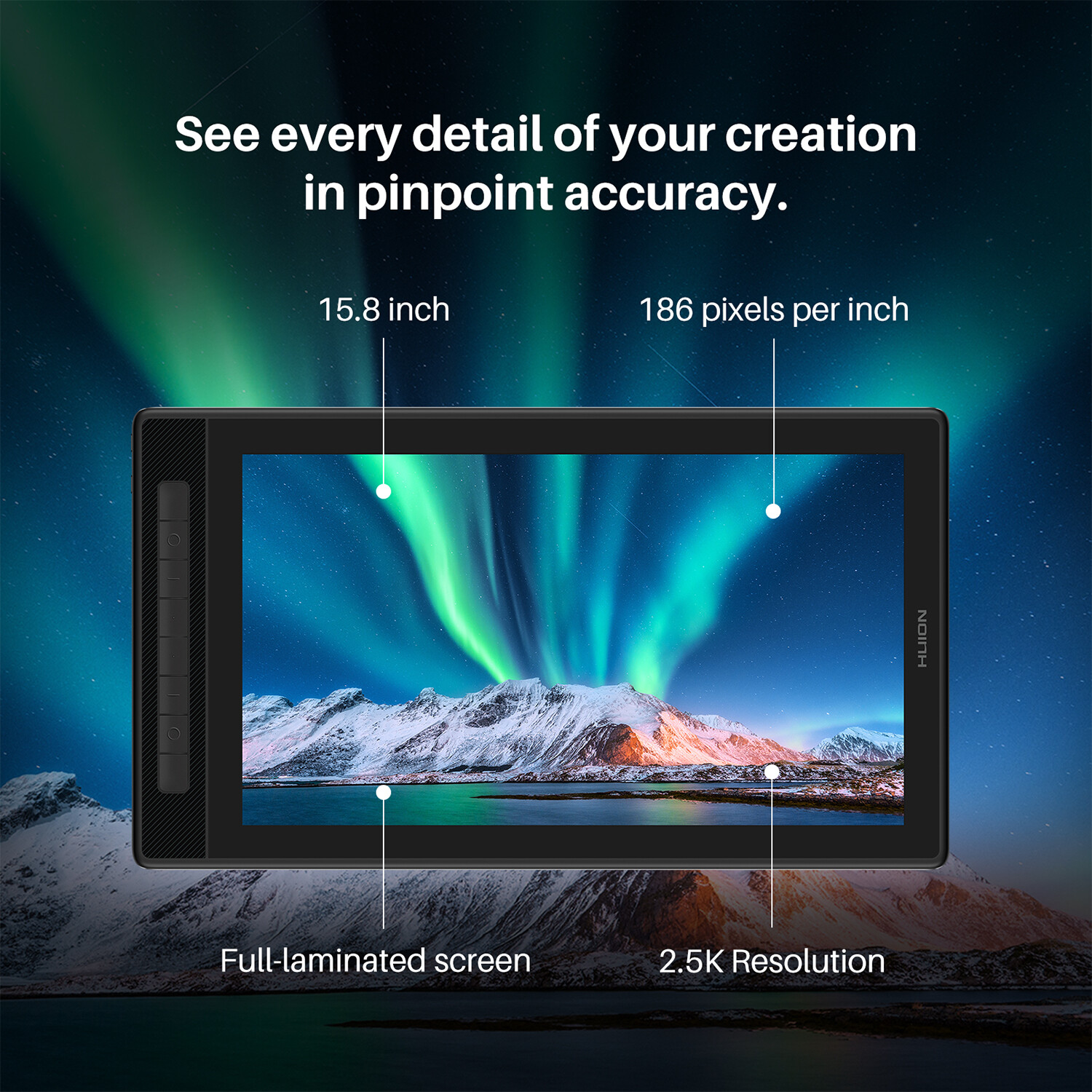 Huion KAMVAS PRO 16 2.5K QLED Drawing Tablet Display 15.8″ Certified Refurbished