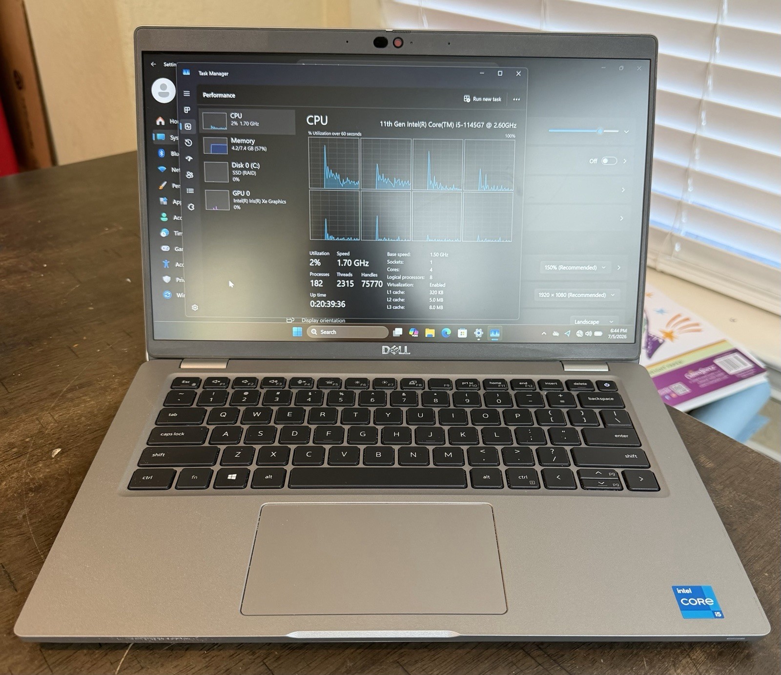 DELL LATITUDE 5420 INTEL CORE I5-1145G7 8GB RAM 256GB NVME 14 IN WIN11