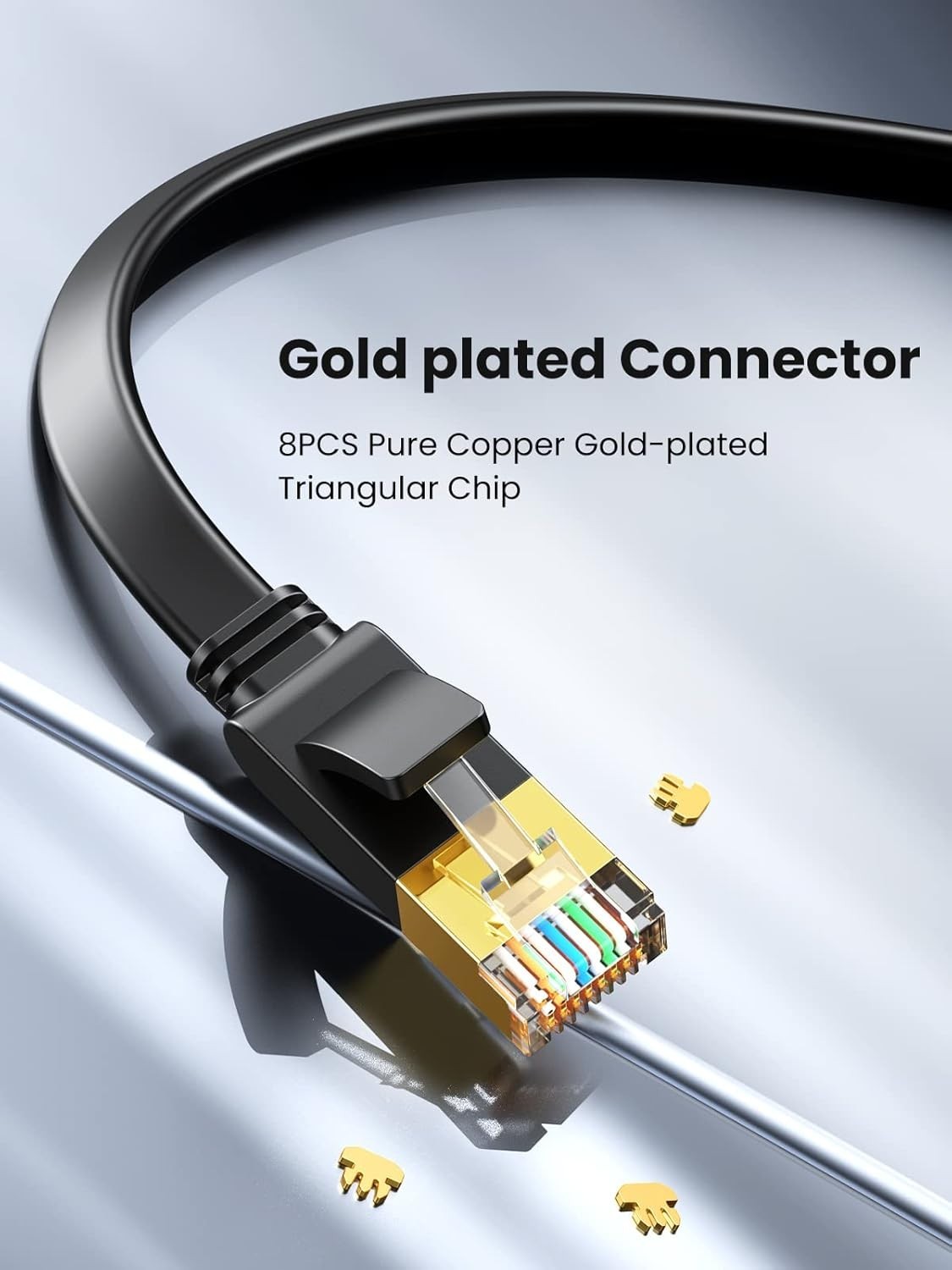 Ultra-Fast 6FT Cat 7 Ethernet Cable – 10Gbps, Gold-Plated for Gaming & Streaming