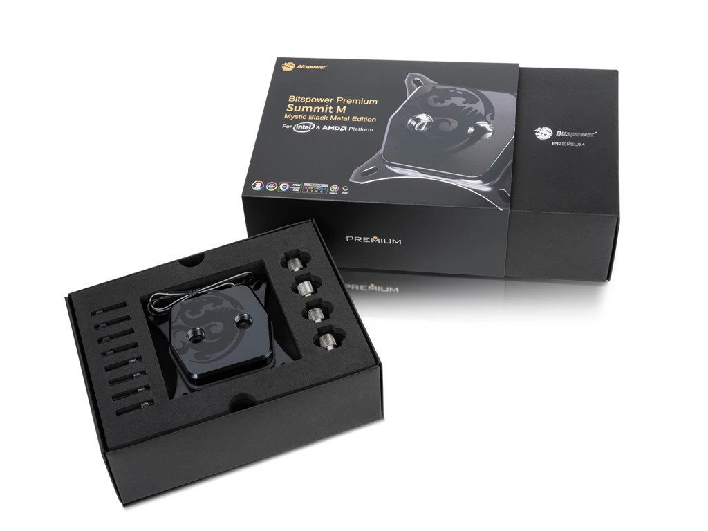 Bitspower Pemium Summit M CPU Water Block- Mystic Black Metal Edition – New