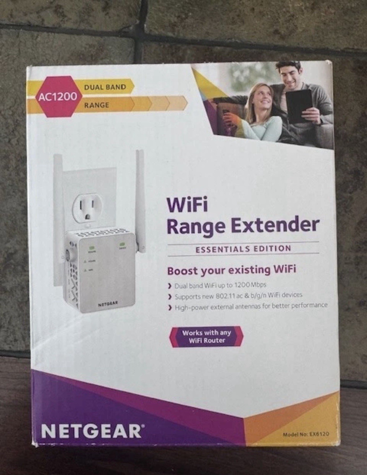 NETGEAR EX6120 AC1200 WiFi Range Extender Dual Band 1.2Gbps Wall Plug NO BOX