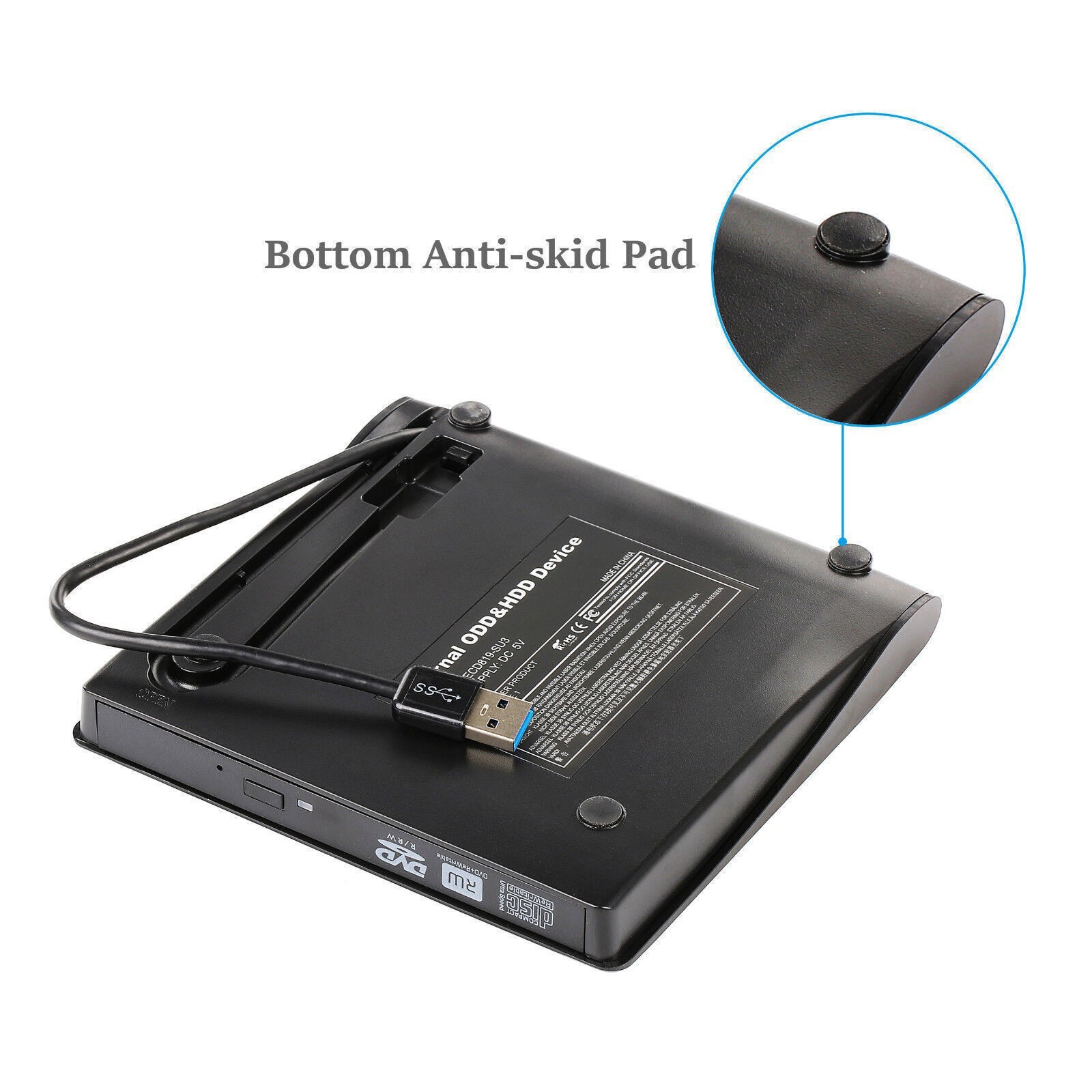 Slim External CD DVD RW Drive USB 3.0 Writer Burner Player Black For Laptop PCS