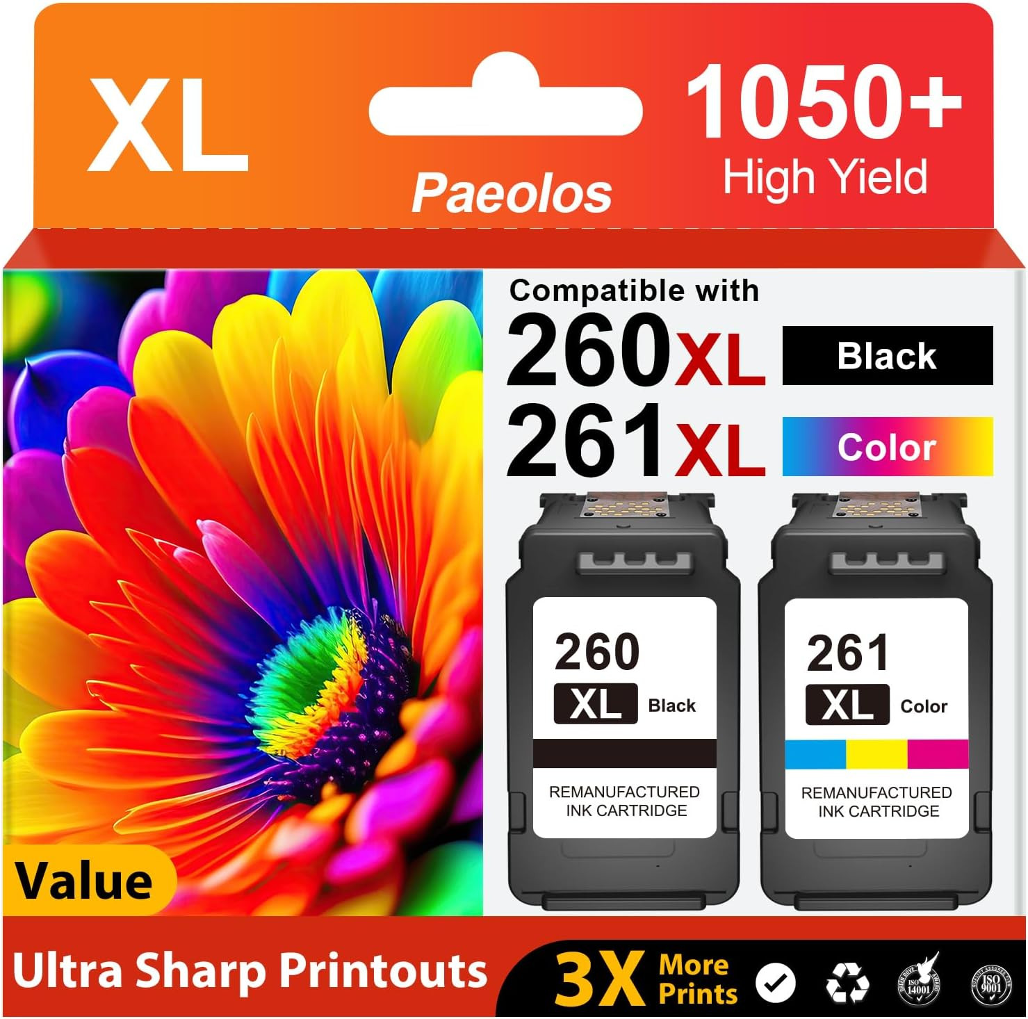 260XL 261XL Replacement for Canon 260 and 261 Ink Cartridges High Yield PG-260 X