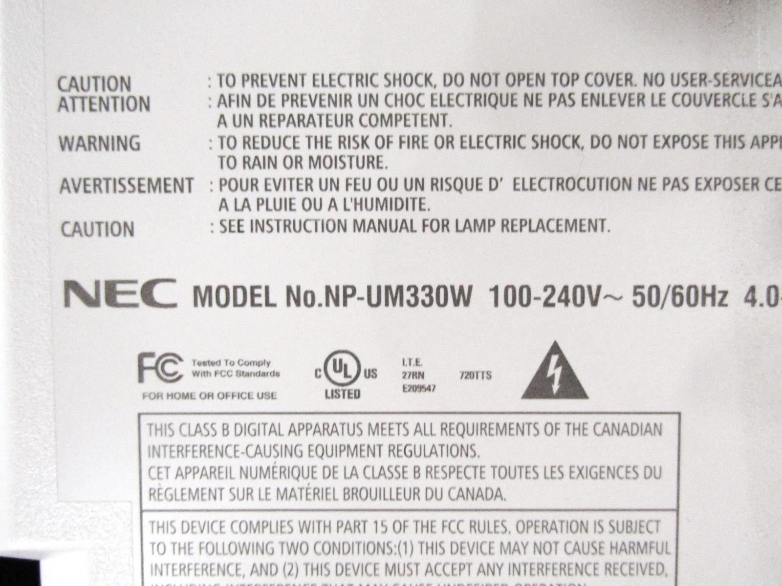 NEC NP-UM330W Ultra-Short Throw 3LCD Projector | Includes NP04WKI Wall Mount