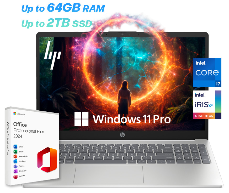 2026 HP Touch Laptop 15.6″ 10-Core Intel i7, Up to 64GB RAM & 2TB SSD, Win11 Pro