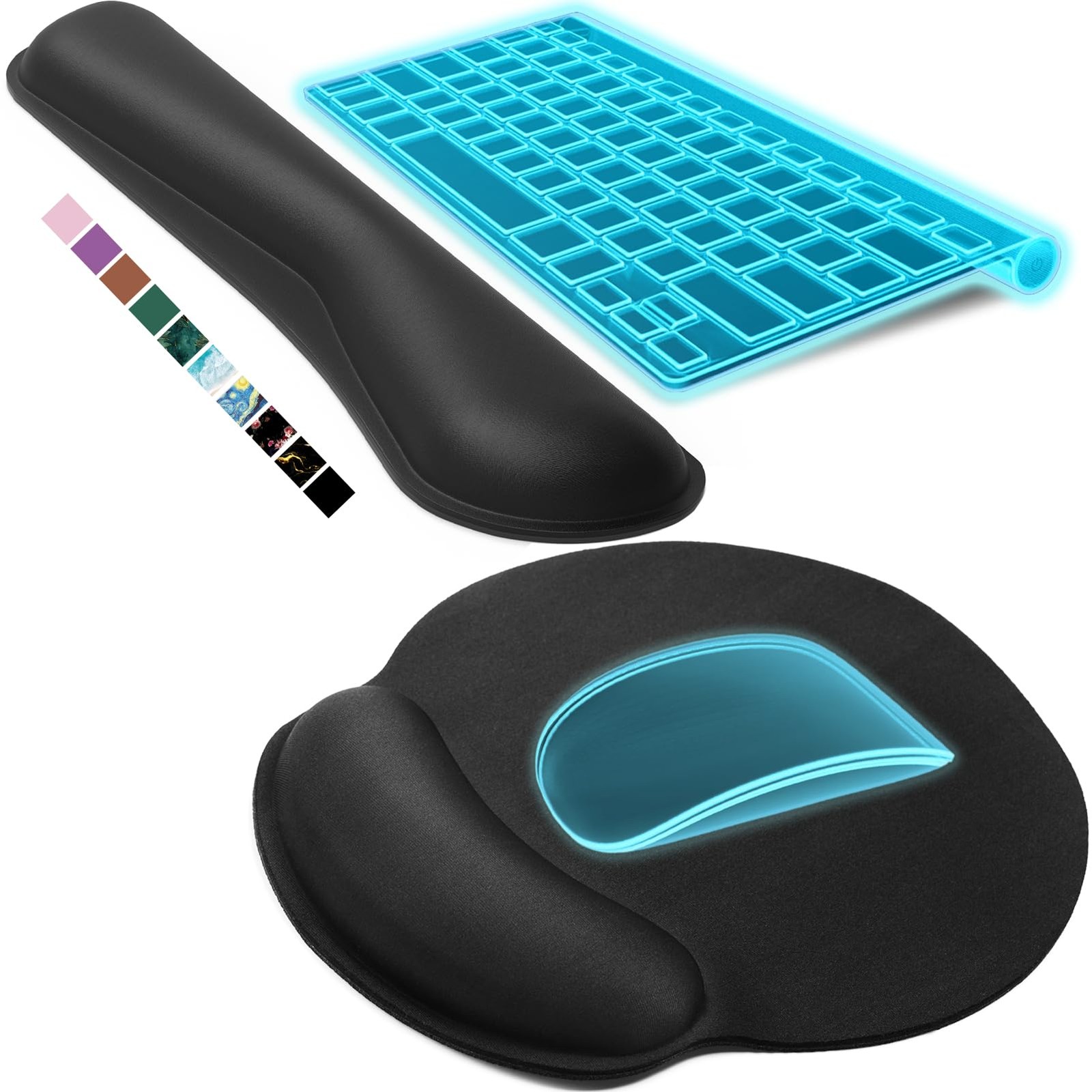 KTRIO Ergonomic Keyboard Wrist Rest and Mouse 2-in-1 (17.2″ x 3.12″), Black
