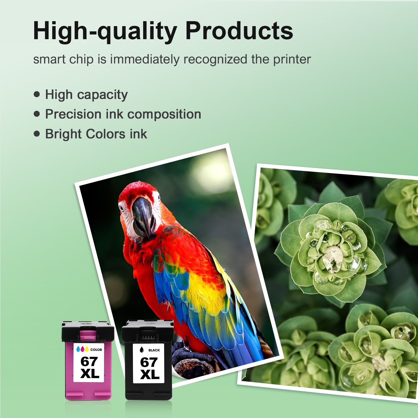 2 Black & 1 Color 67XL Ink Compatible with HP DeskJet Plus 4152 4155 4121e 4122