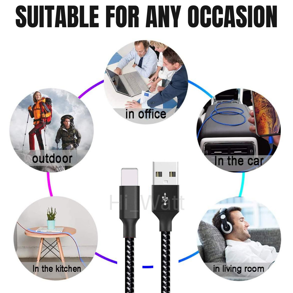 3 Pack Fast Charger Cable Heavy Duty For iPhone 14 13 12 11 XR 8 7 Charging Cord