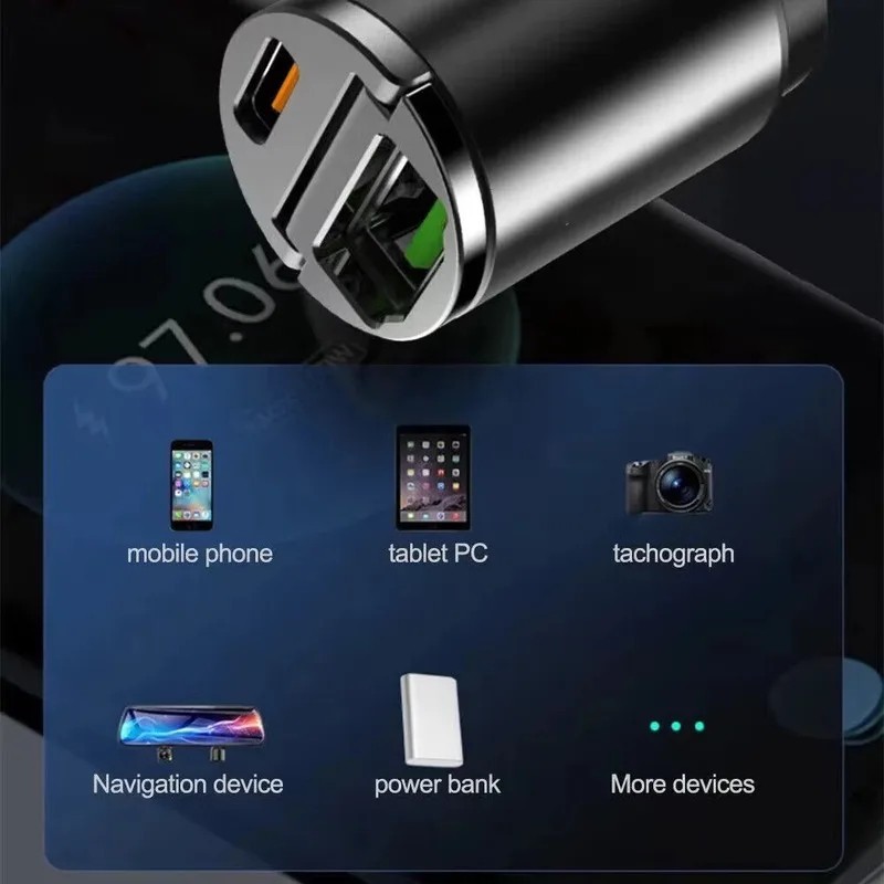 100W Super Fast Phone Car Charger Adapter USB Type C For iPhone Samsung Android