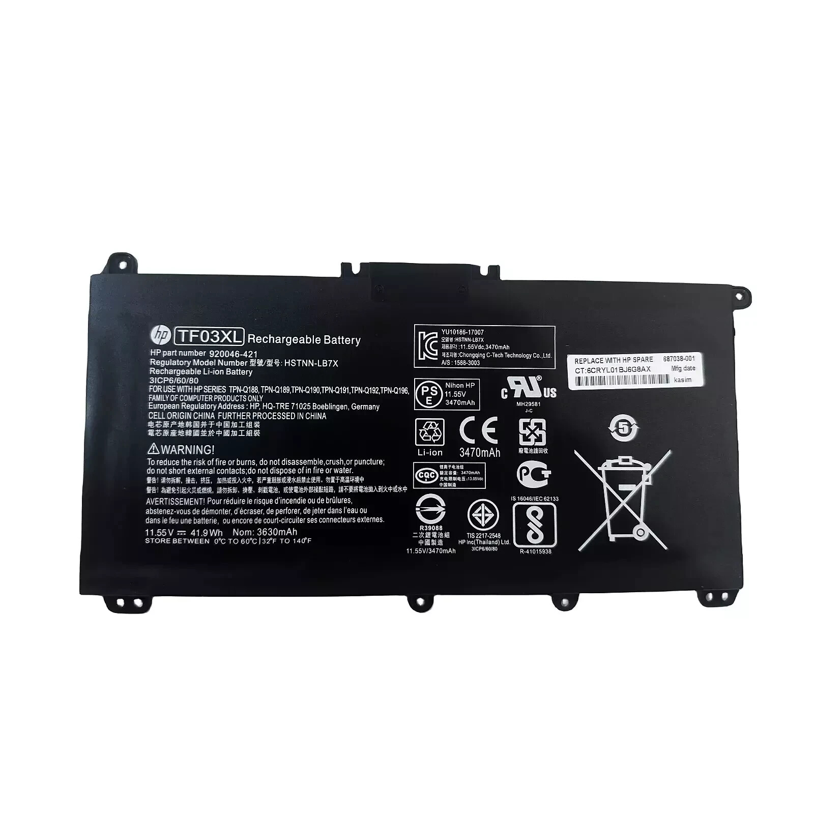 OEM TF03XL 41.9Wh Battery For HP Pavilion 14-BK 14-CD 15-CK 15-CC 15-CD Series