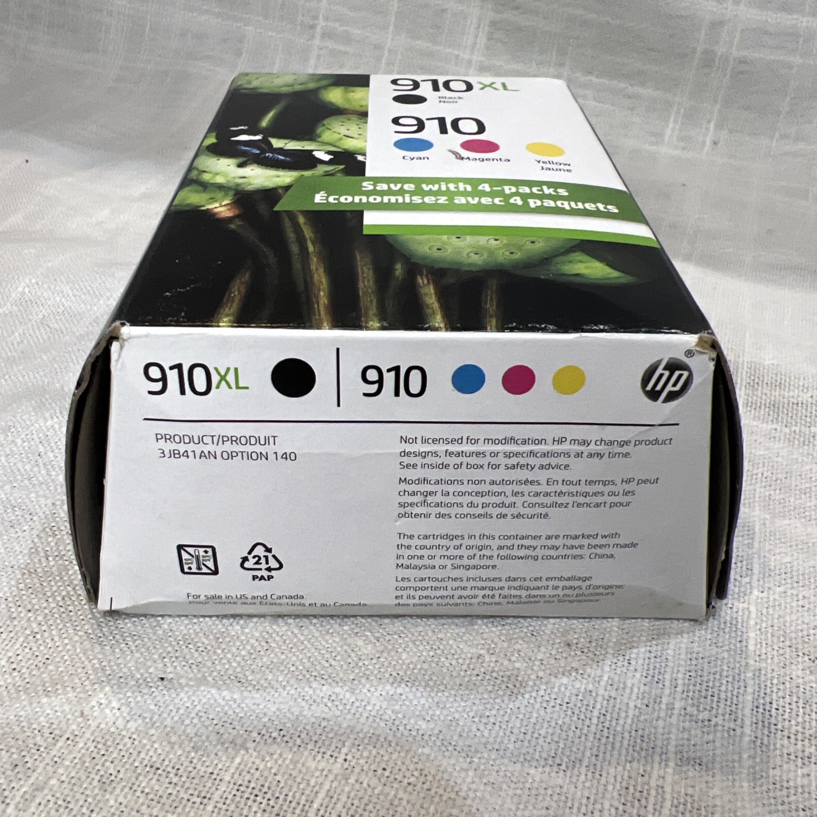 Genuine HP 910 XL Black + Standard C/M/Y Ink Cartridges 4-Pack Exp. March 2027